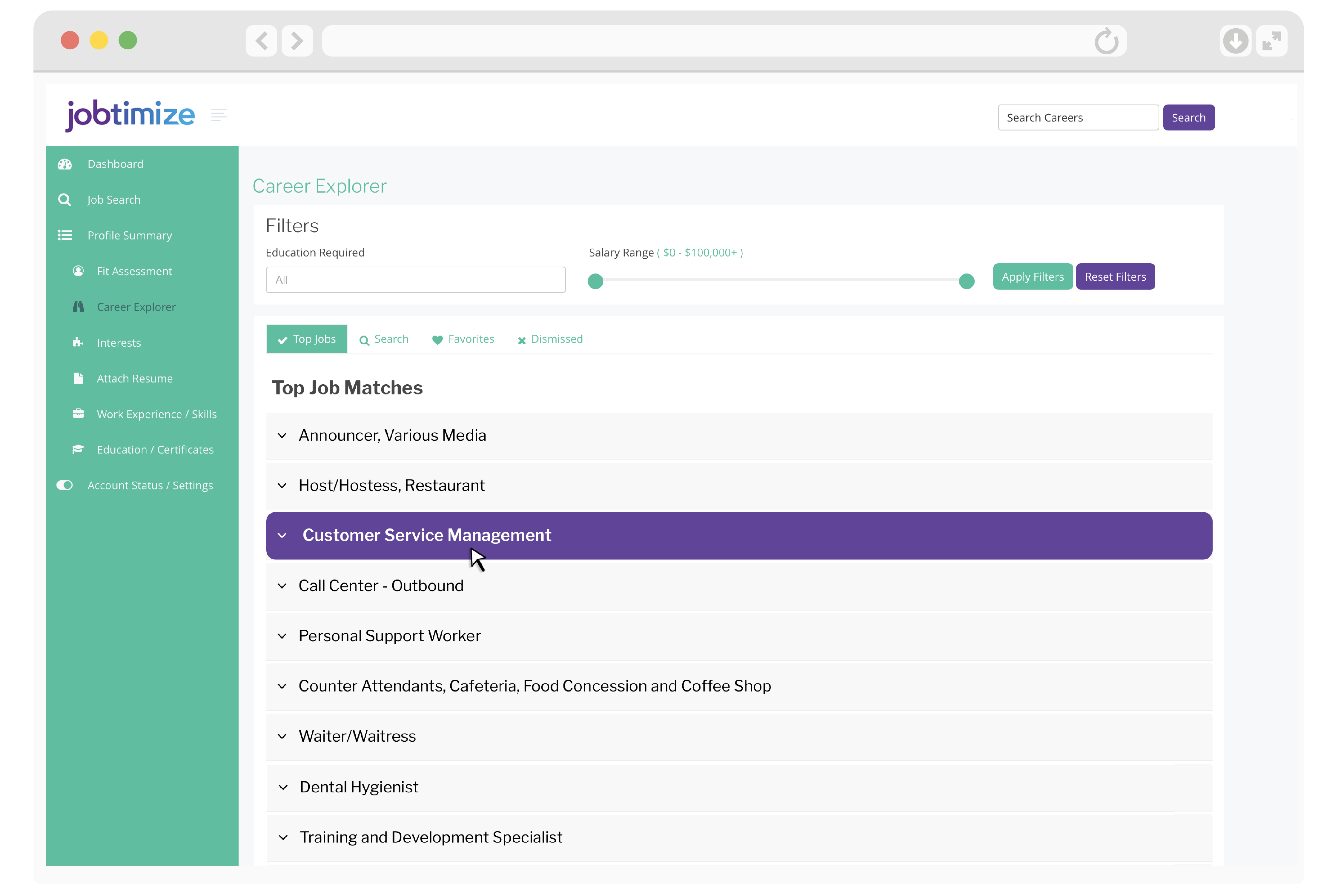 Jobtimize Career Explorer